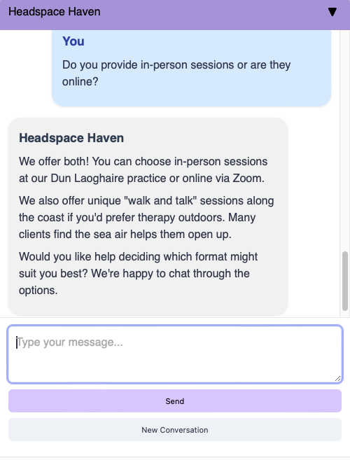 NatterNinja AI assistant interface with customizable settings