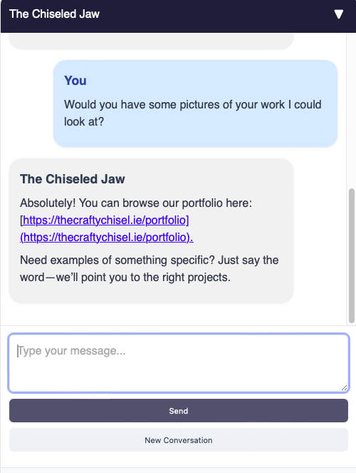 Chat preview showing NatterNinja responding to a carpentry question