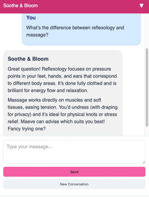 NatterNinja AI assistant answering driving lesson inquiries for potential students